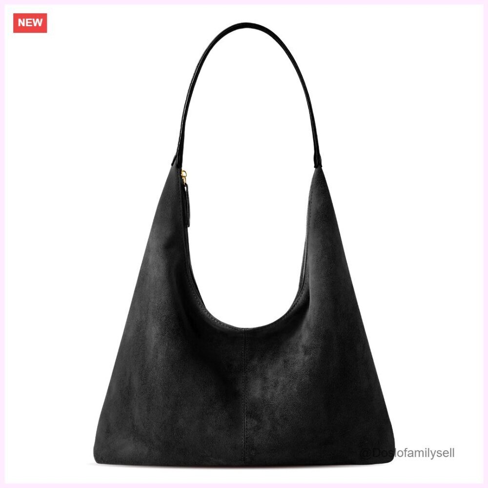 Faux Suede Shoulder Bag Slouchy Tote Boho Chic Crossbody Handbag Satchel